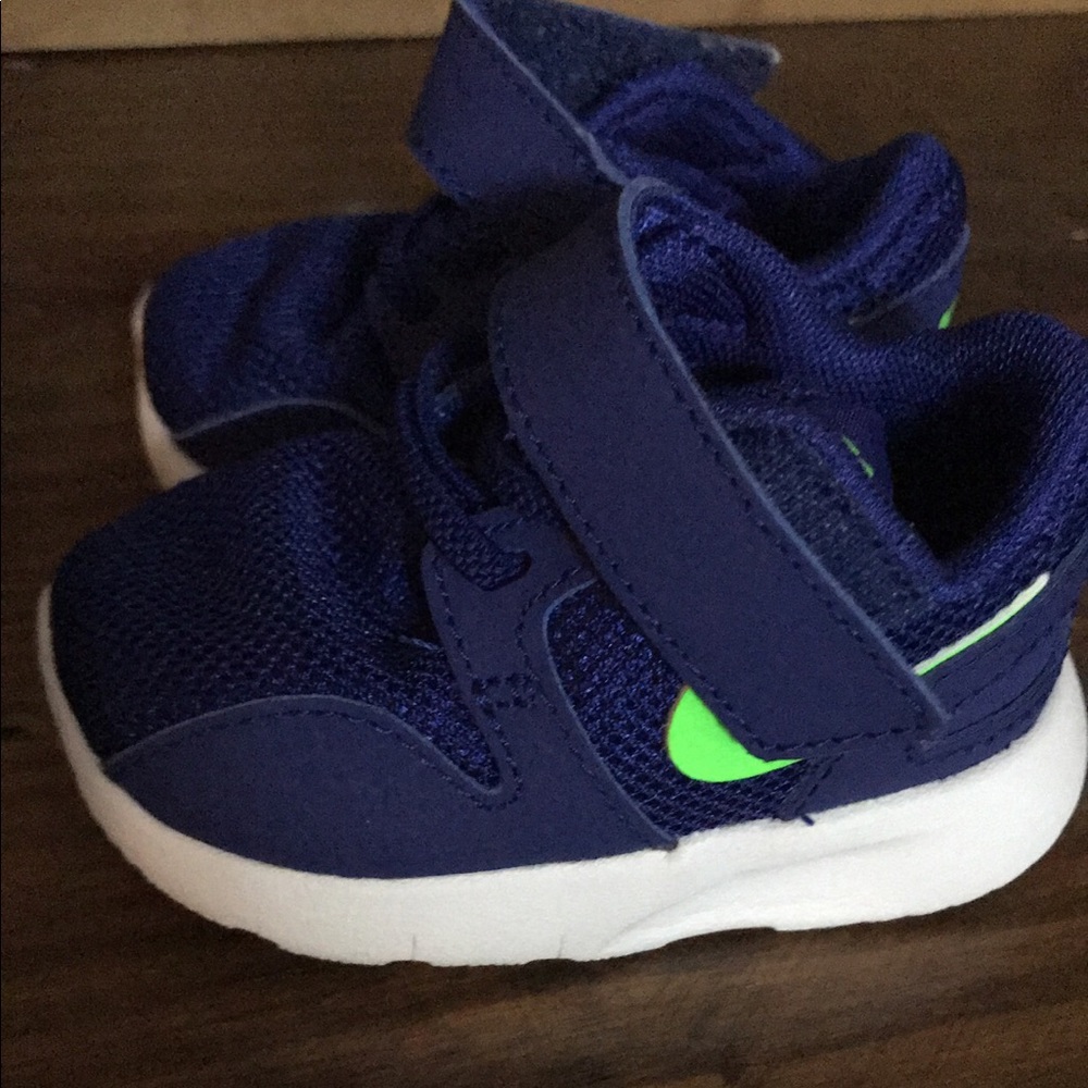 Blue and lime green Nike